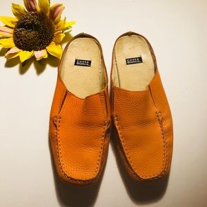 Costa Blanca  Orange Leather Slides
